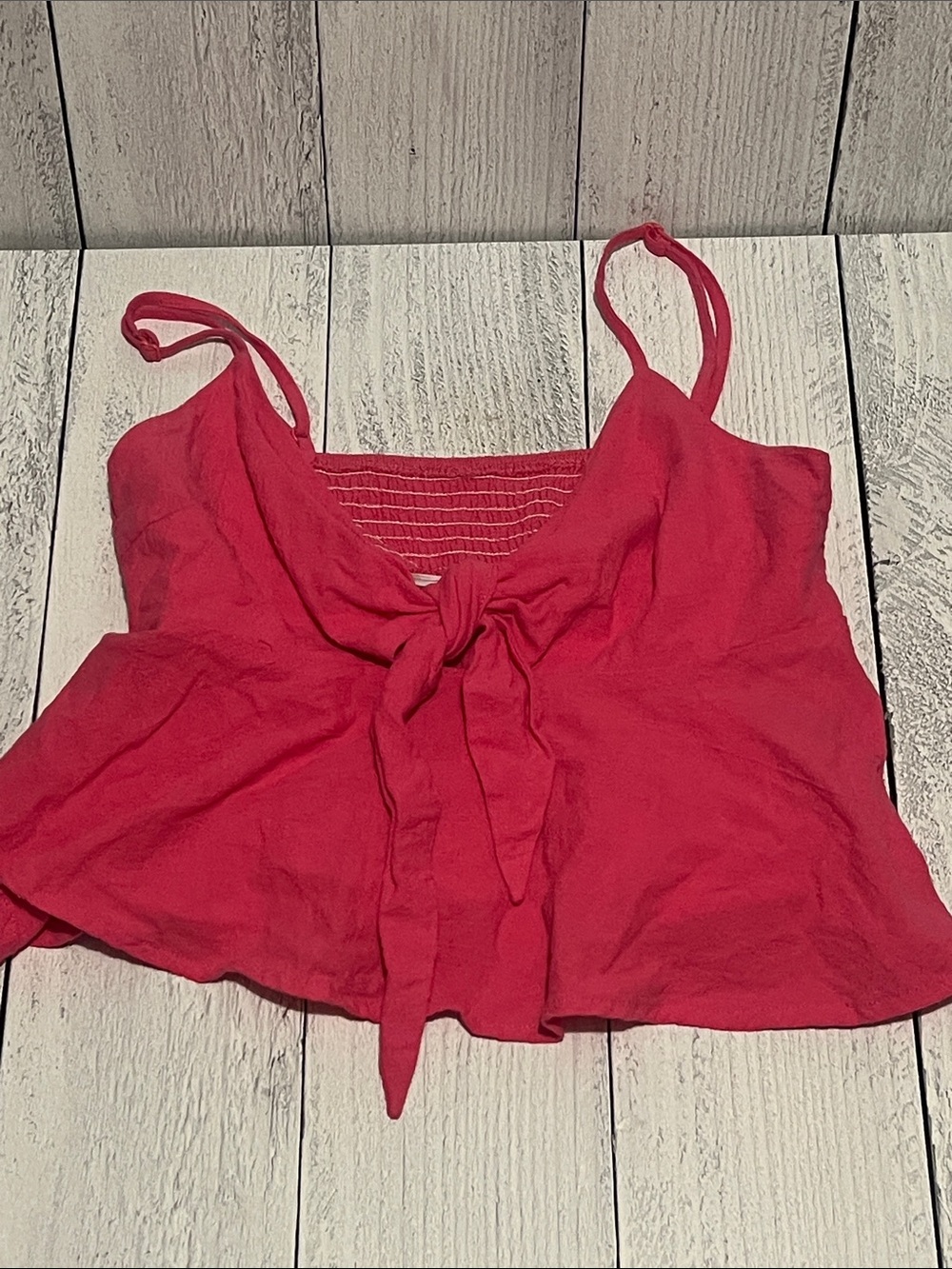 SHEIN Red Tie-Front Spaghetti Strap Camisole